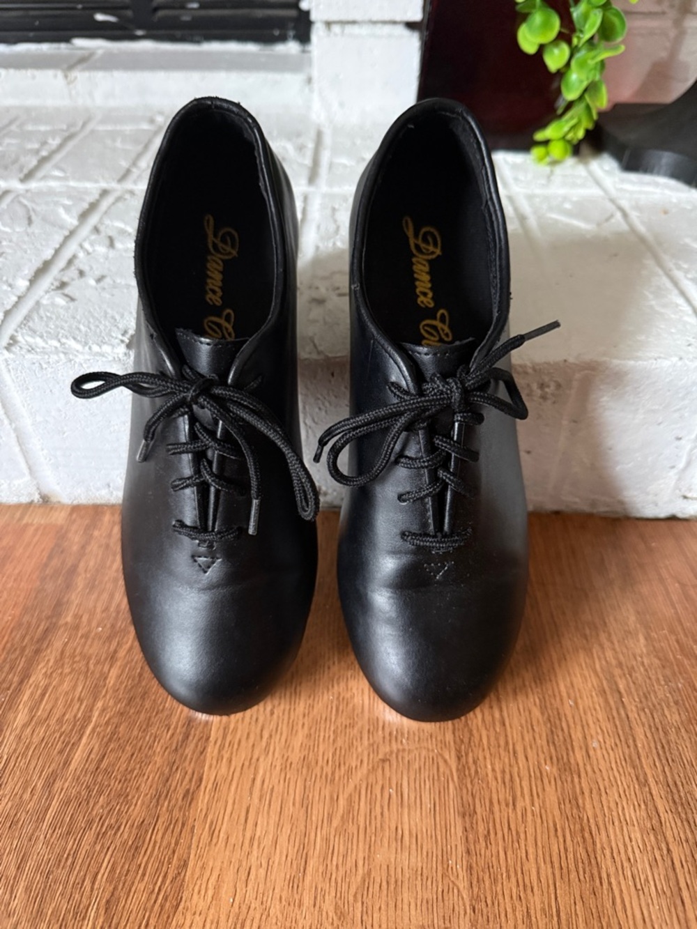Dance Class Black Lace-Up Heeled Tap Shoes